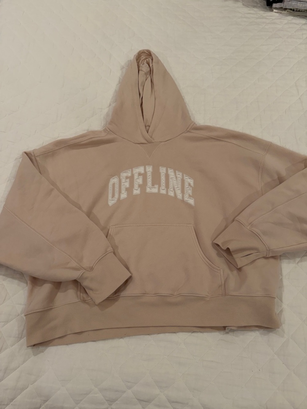 Women's Cream Beige 'OFFLINE' Hoodie Sweatshirt